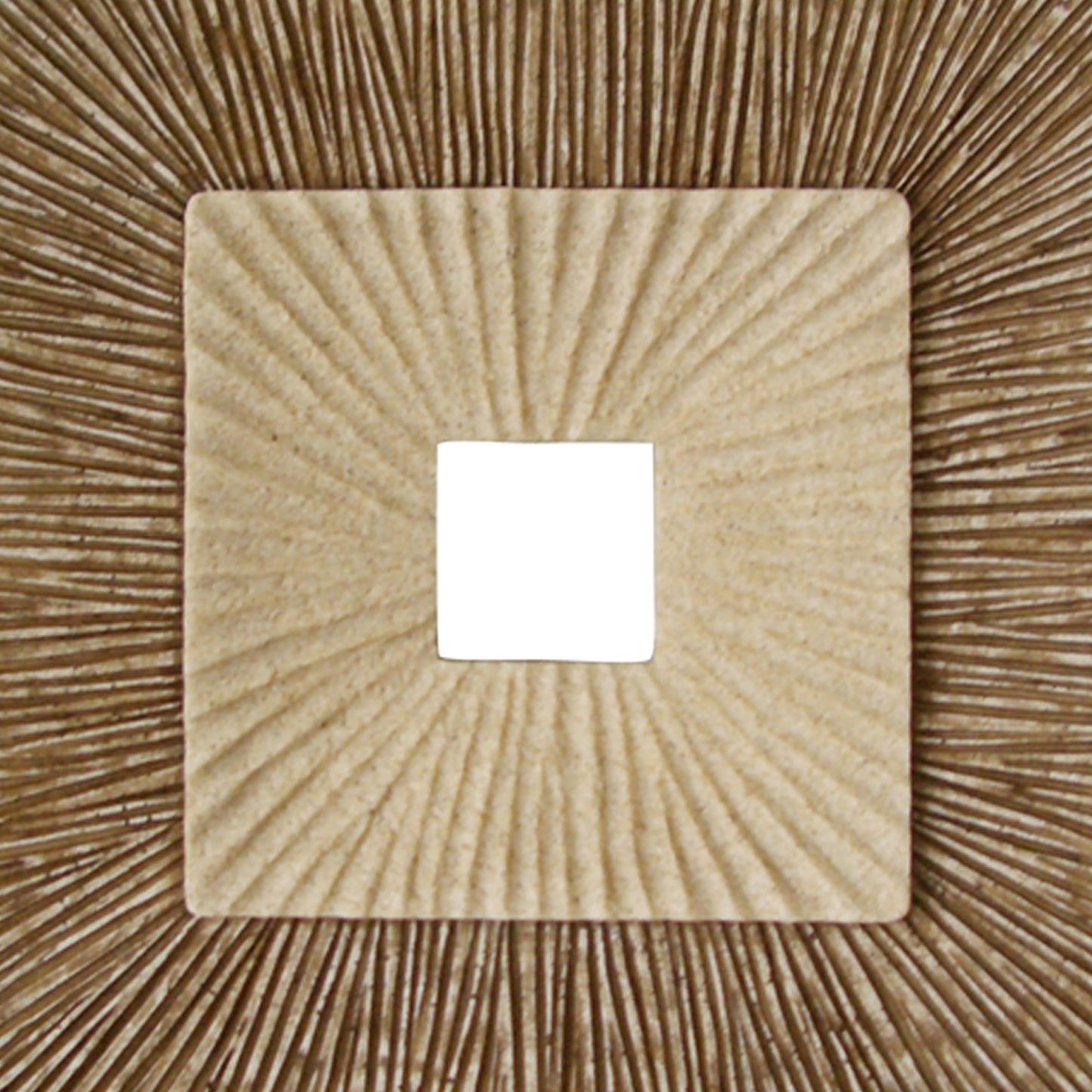 Square Sandstone Wall Decor With Ribbed Details Medium Brown And Beige