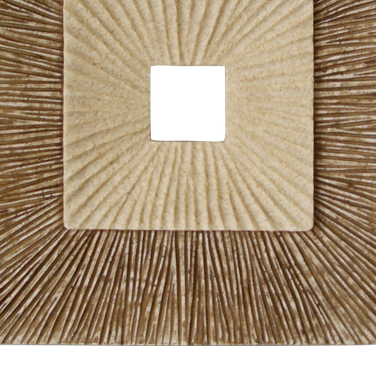 Square Sandstone Wall Decor With Ribbed Details Medium Brown And Beige