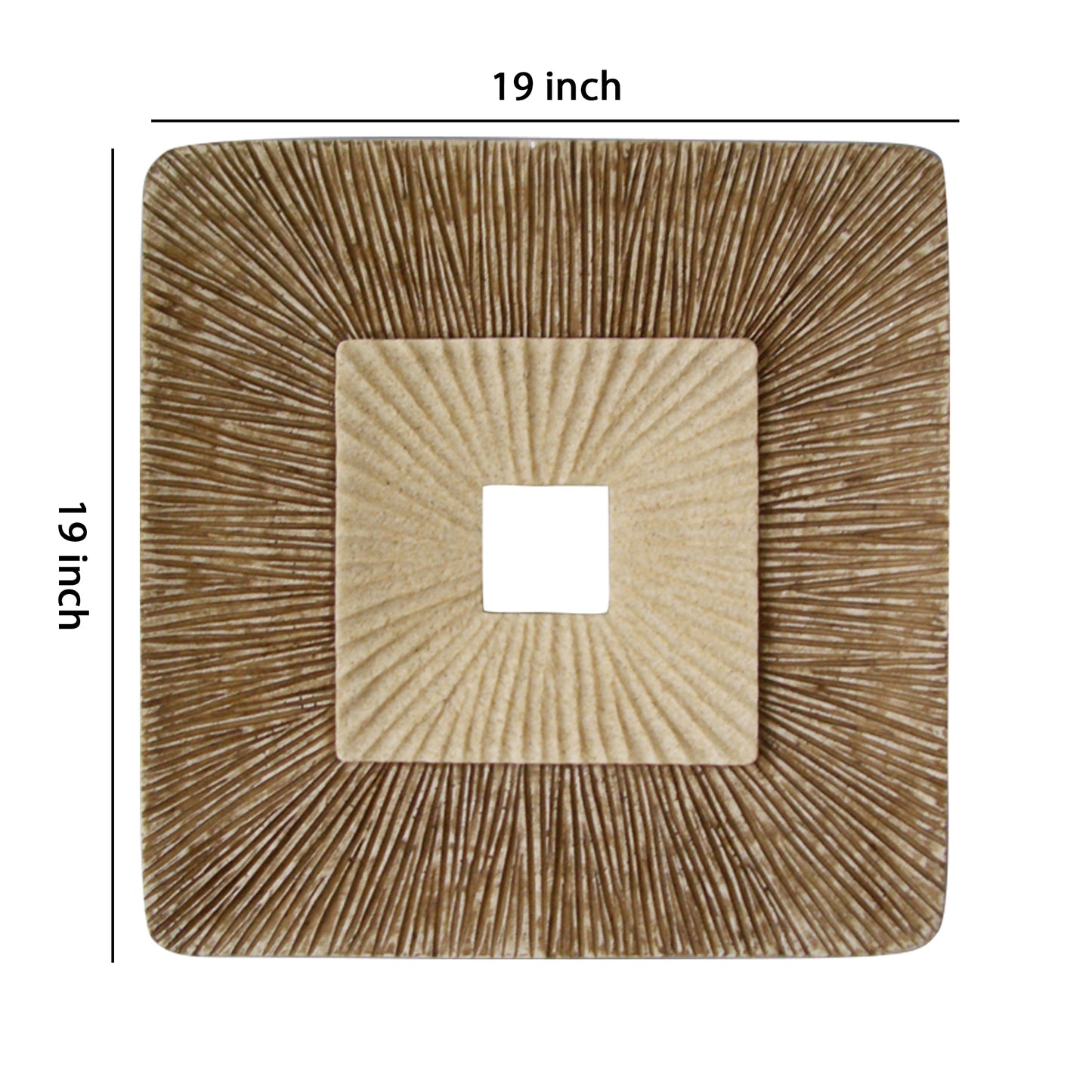 Square Sandstone Wall Decor With Ribbed Details Medium Brown And Beige