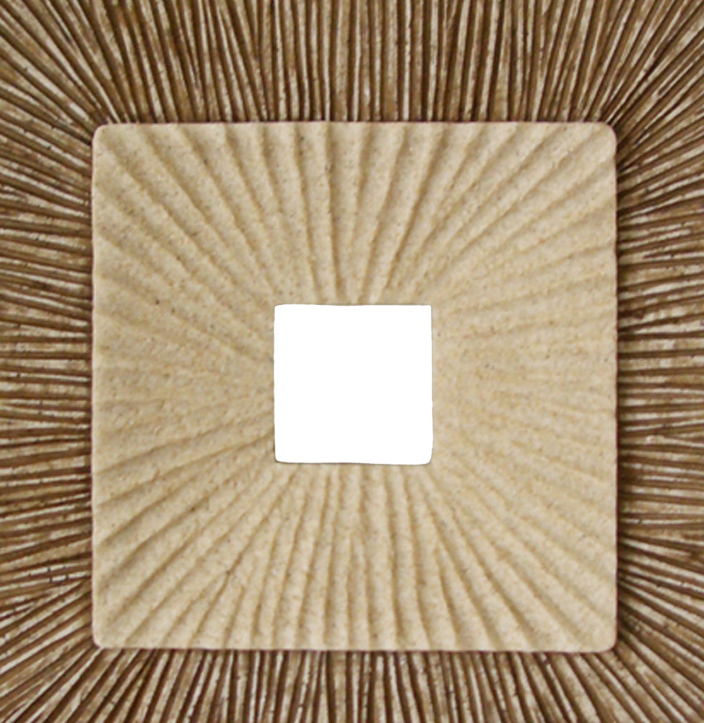 Square Sandstone Wall Decor With Ribbed Details Large Brown And Beige