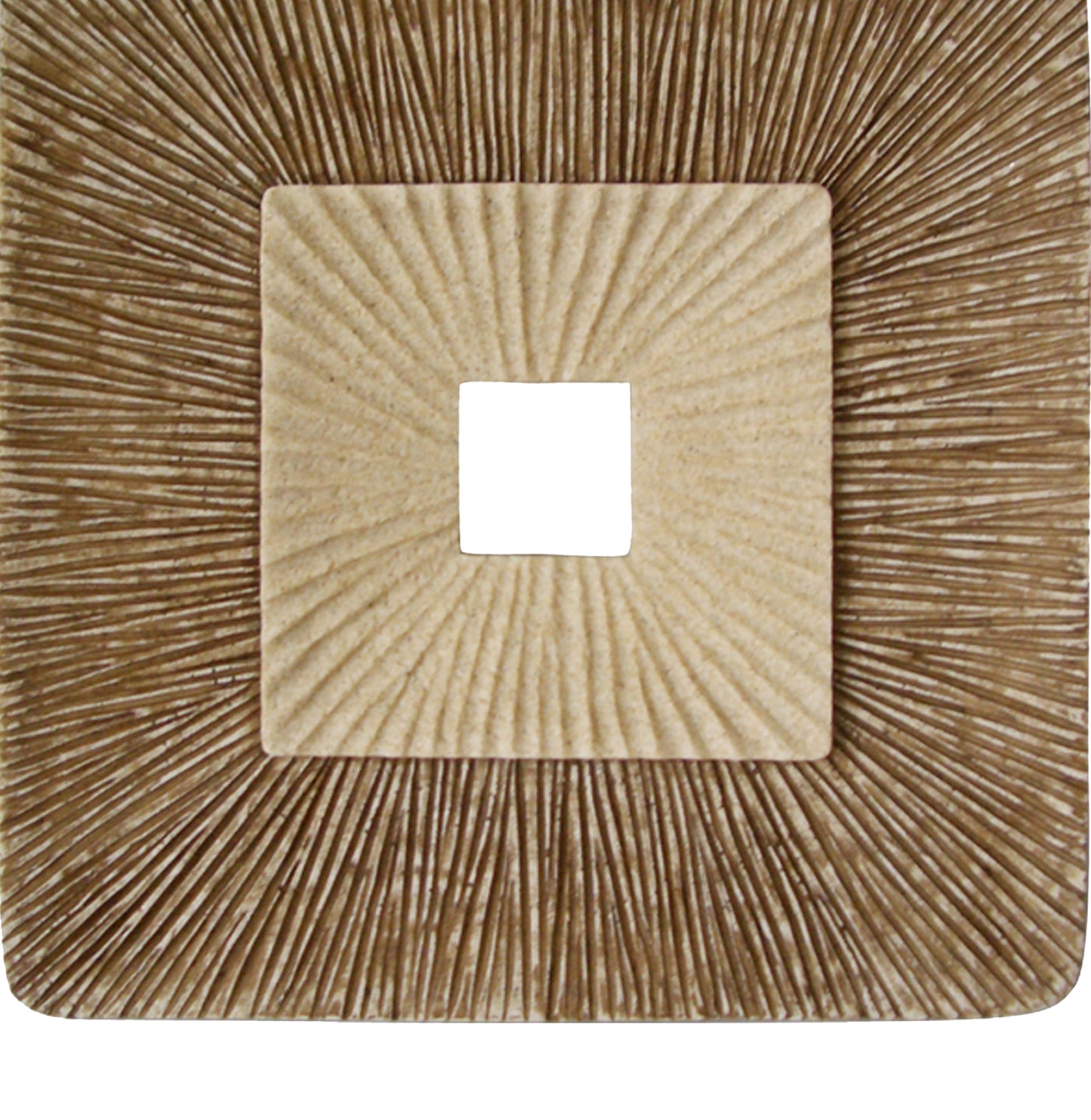 Square Sandstone Wall Decor With Ribbed Details Large Brown And Beige