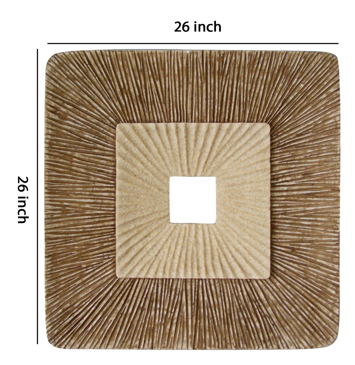 Square Sandstone Wall Decor With Ribbed Details Large Brown And Beige