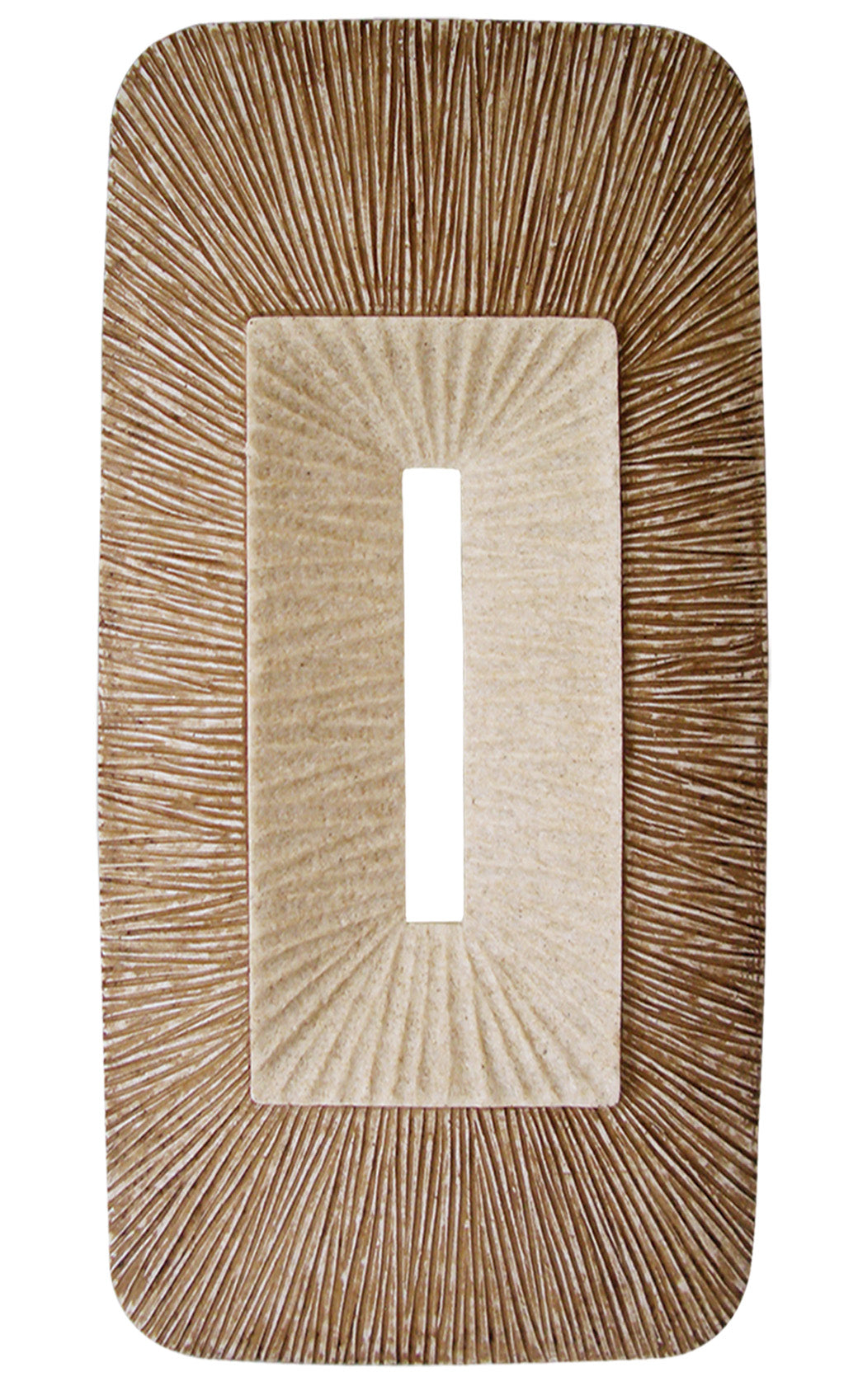Rectangular Sandstone Wall Decor With Ribbed Details Small Brown And Beige
