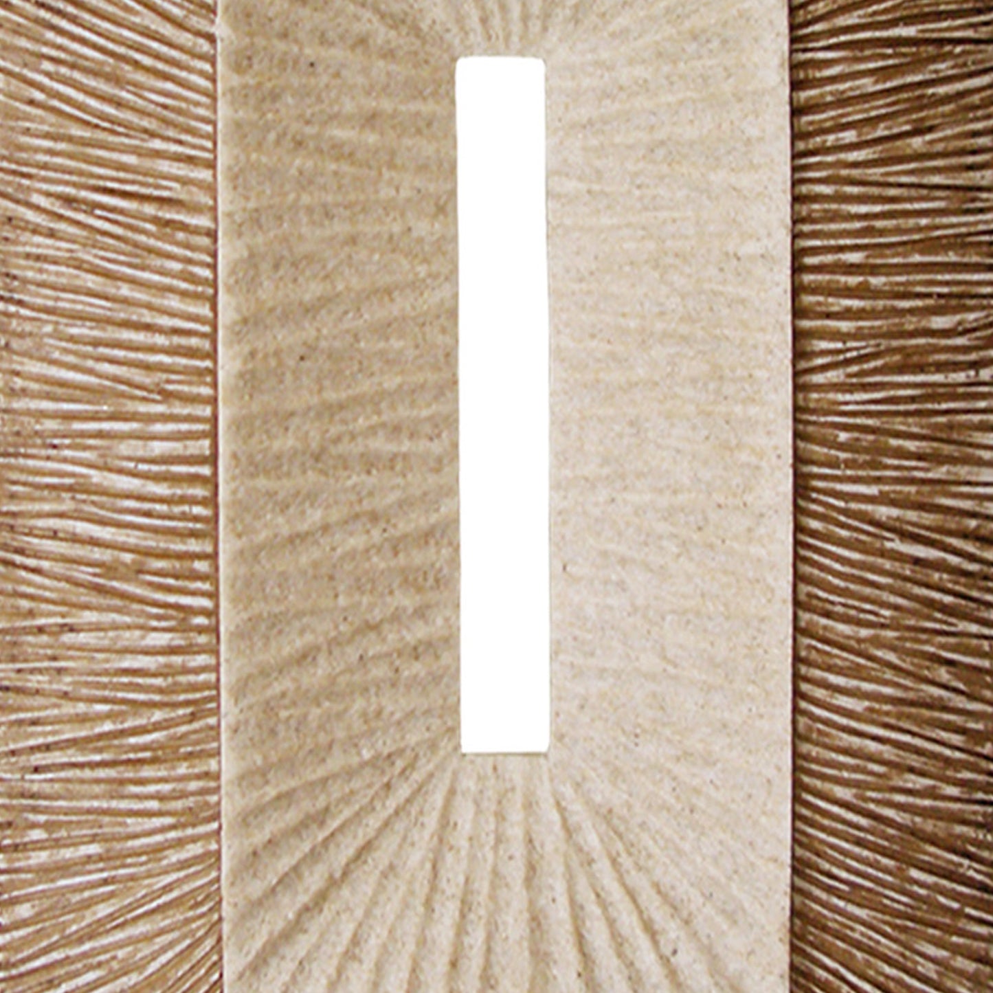 Rectangular Sandstone Wall Decor With Ribbed Details Small Brown And Beige