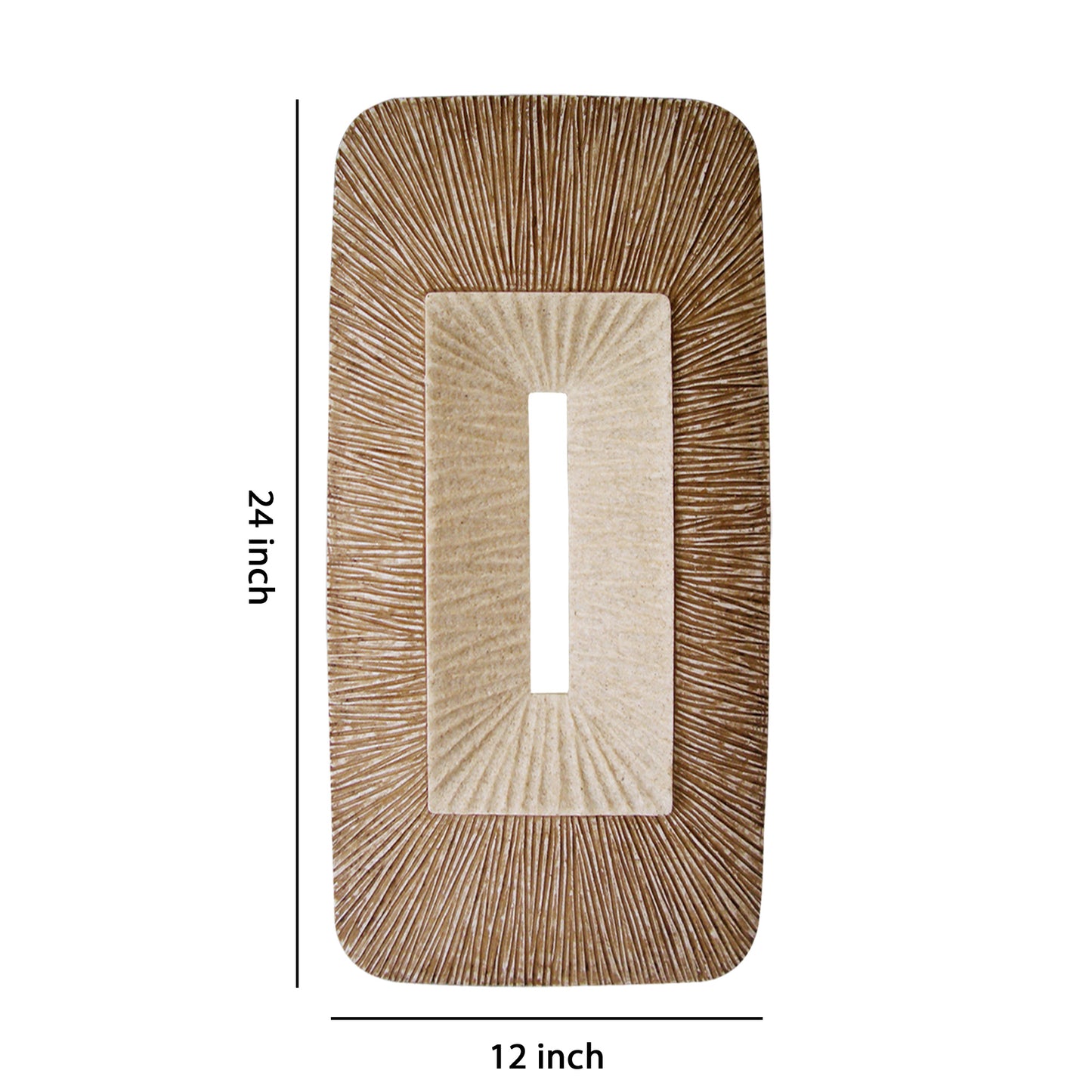 Rectangular Sandstone Wall Decor With Ribbed Details Small Brown And Beige