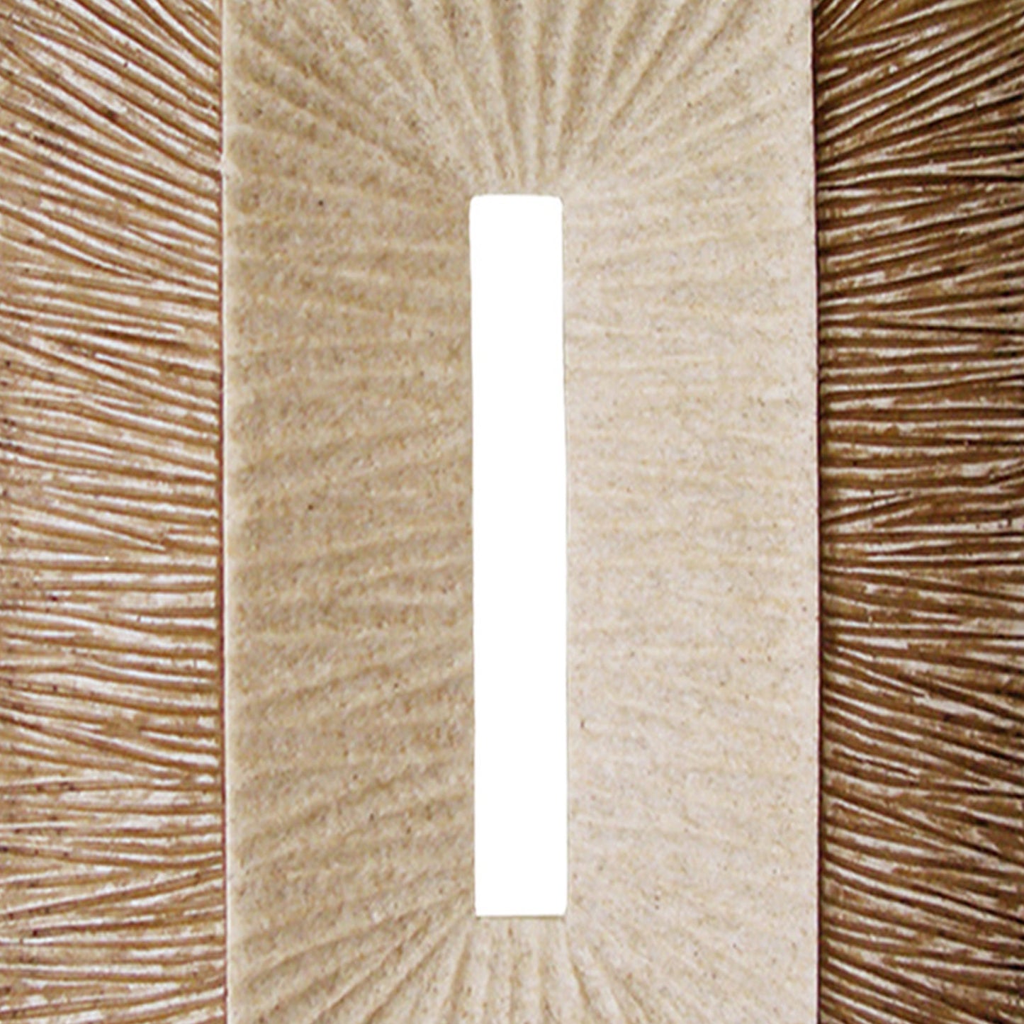 Rectangular Sandstone Wall Decor With Ribbed Details Large Brown And Beige