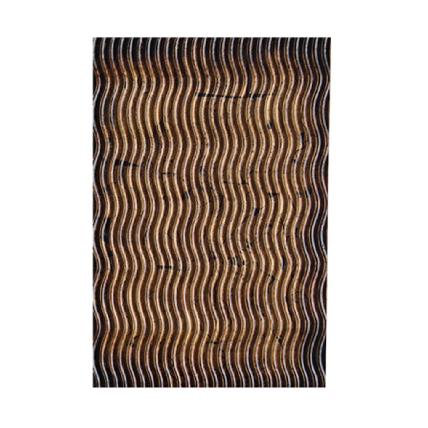 Modern Style Wooden Wall Decor With Wave Pattern Multicolor Set Of 4