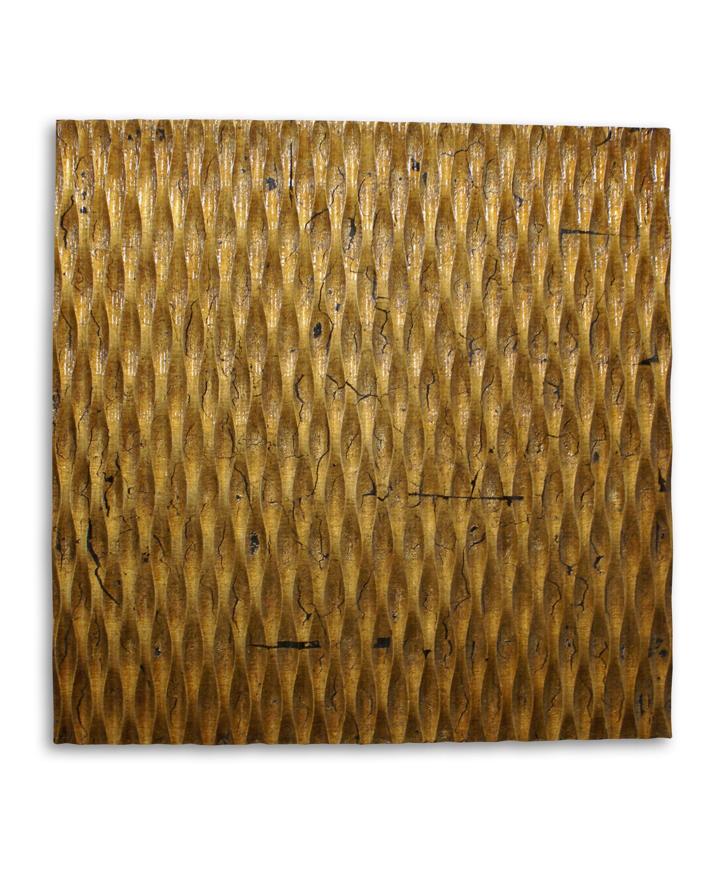 Modern Style Wooden Wall Decor With Patterned Carving Small Gold