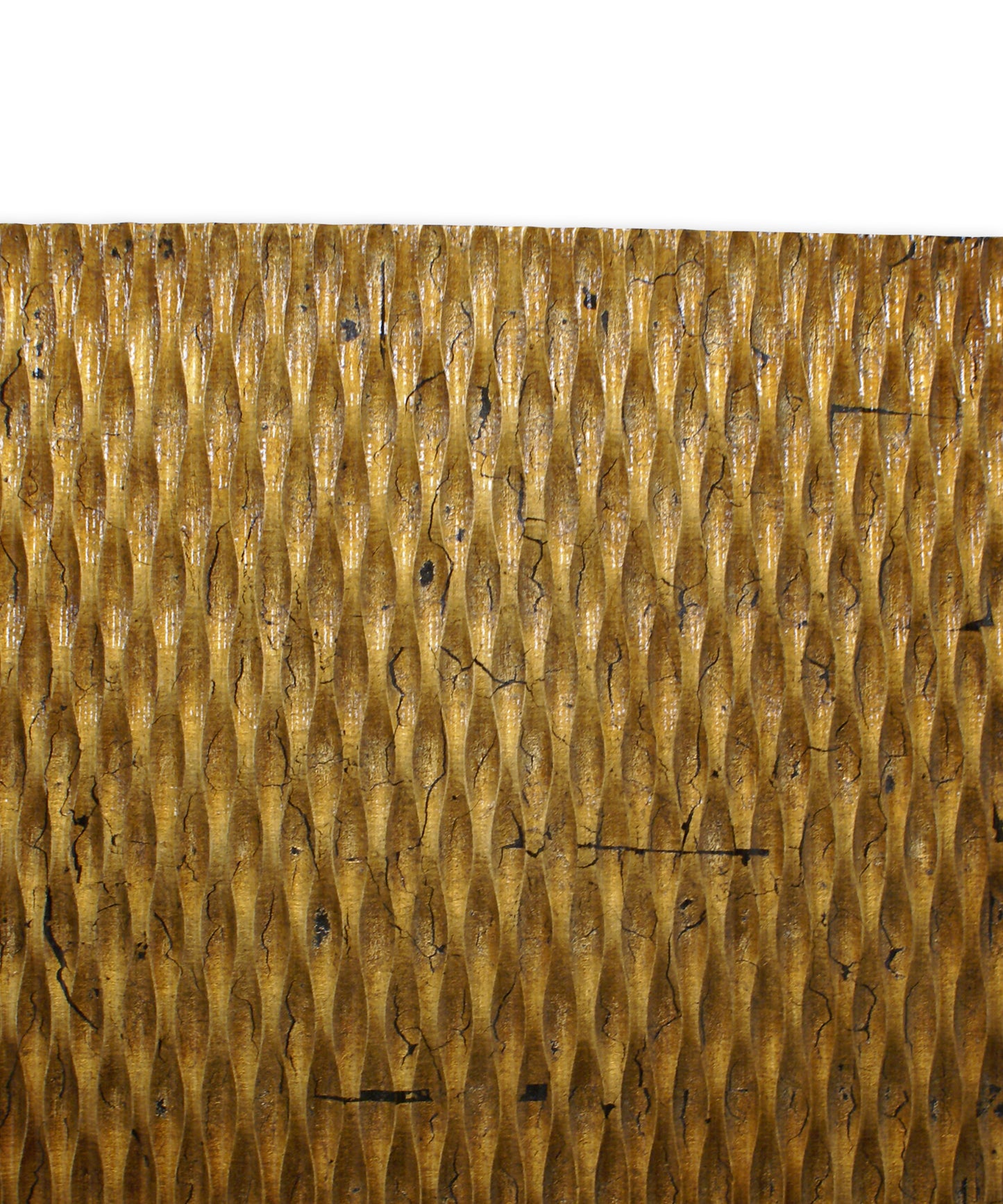 Modern Style Wooden Wall Decor With Patterned Carving Small Gold