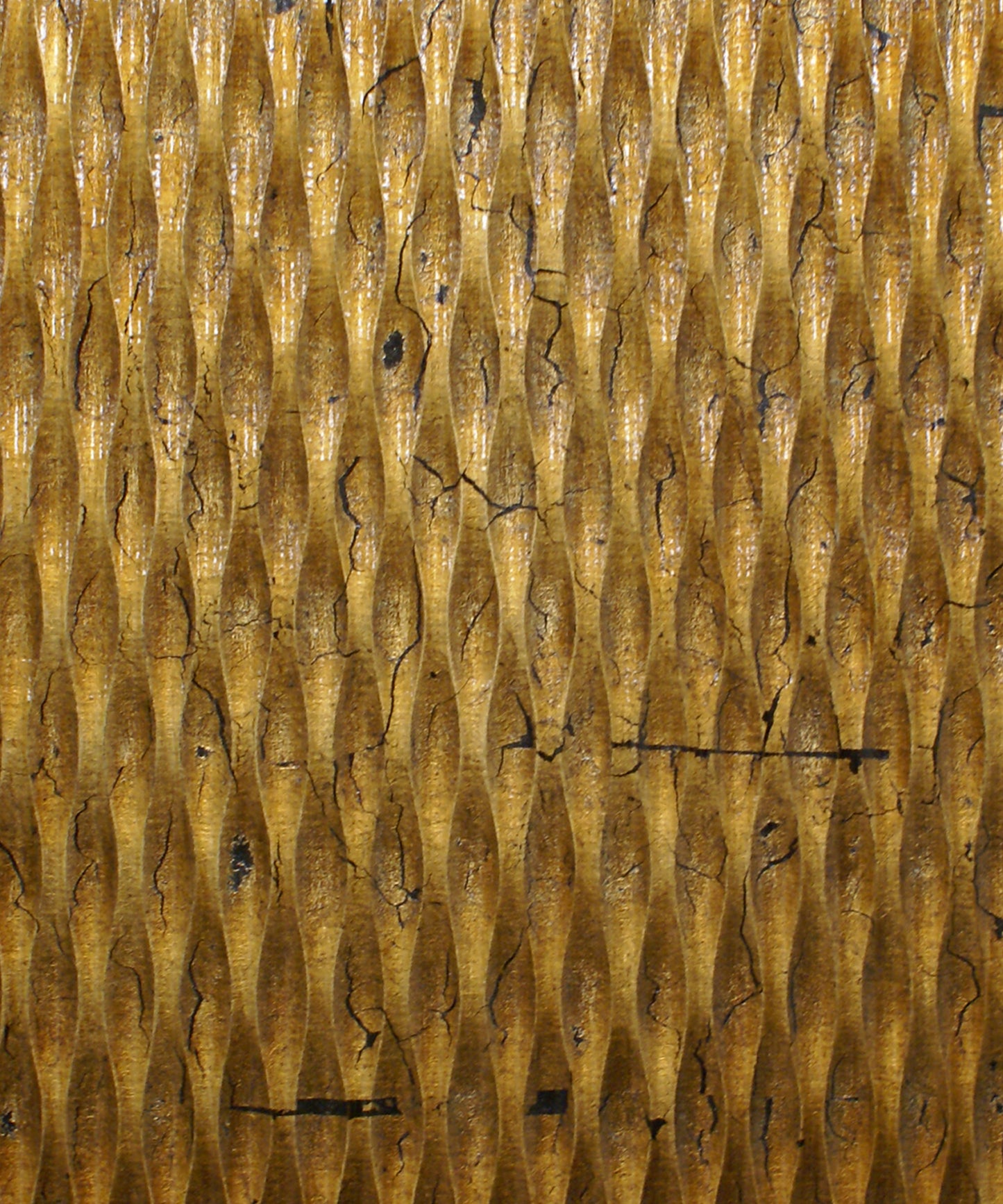 Modern Style Wooden Wall Decor With Patterned Carving Small Gold