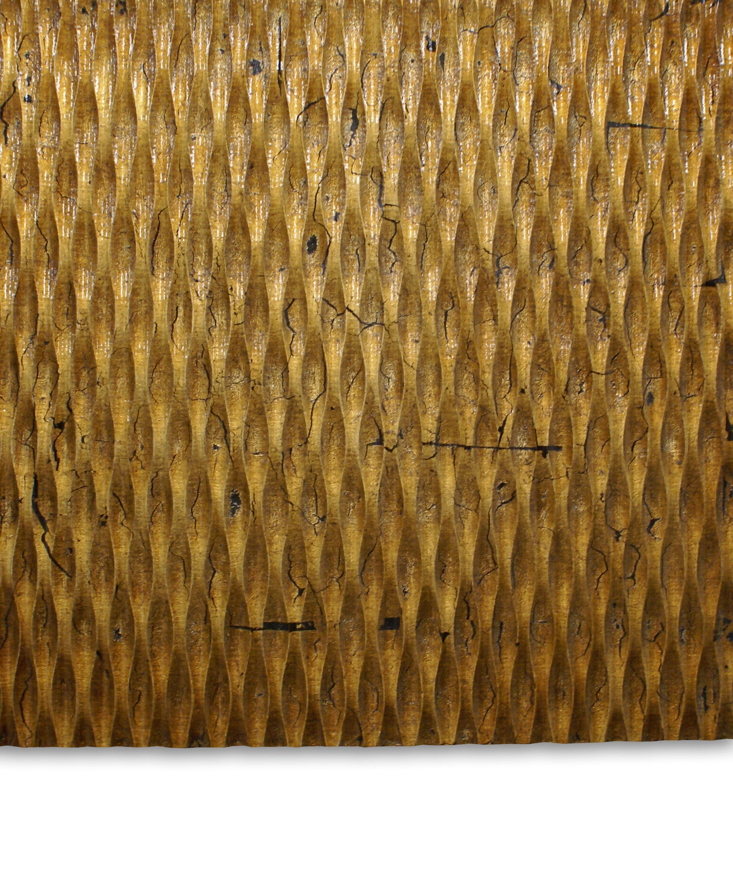 Modern Style Wooden Wall Decor With Patterned Carving Small Gold