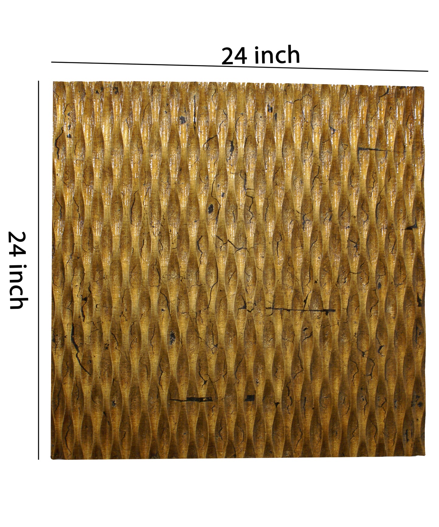 Modern Style Wooden Wall Decor With Patterned Carving Small Gold