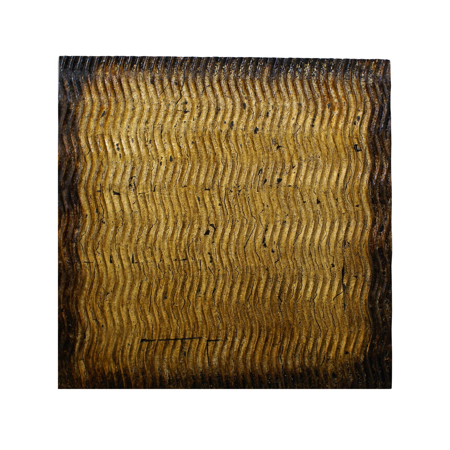 24 X 24 Inch Square Wood Wall Decor Textured Carving Gold Brown