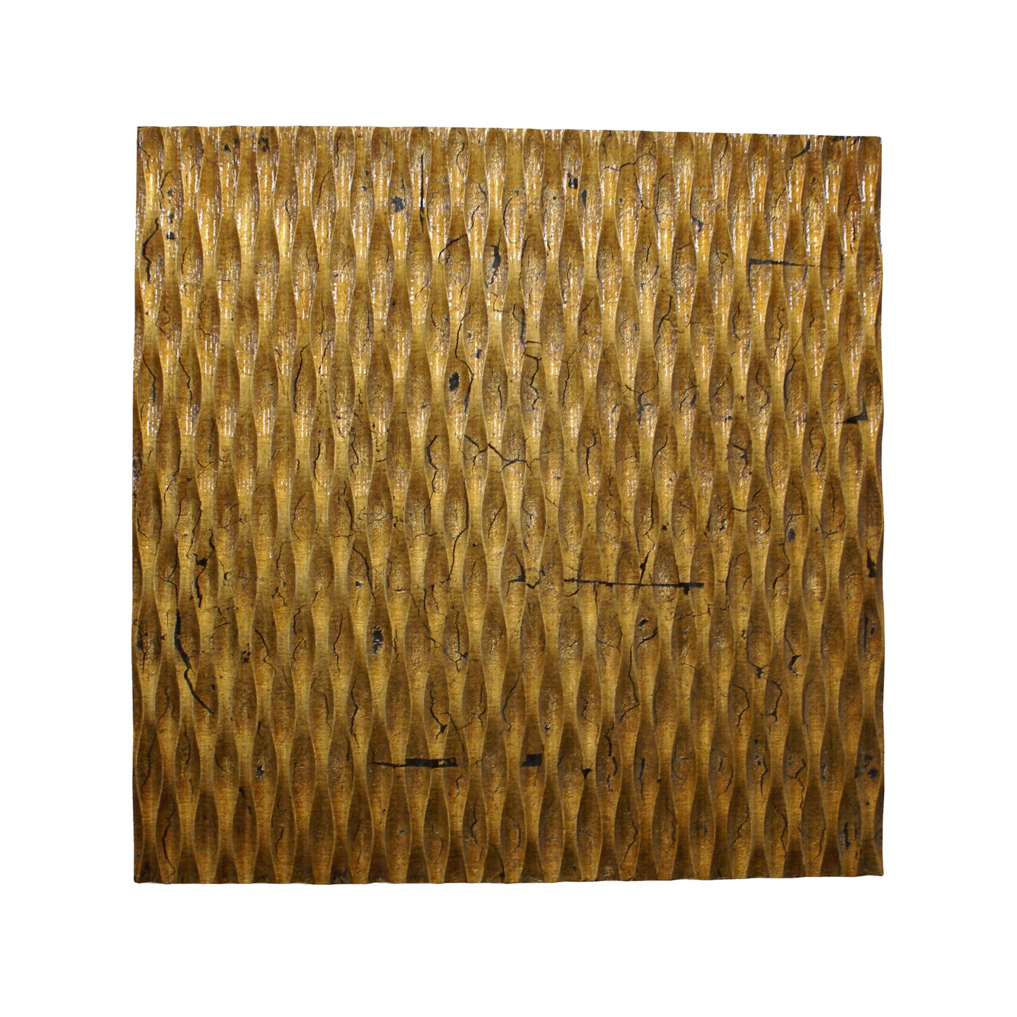 Modern Style Wooden Wall Decor With Patterned Carving Large Gold