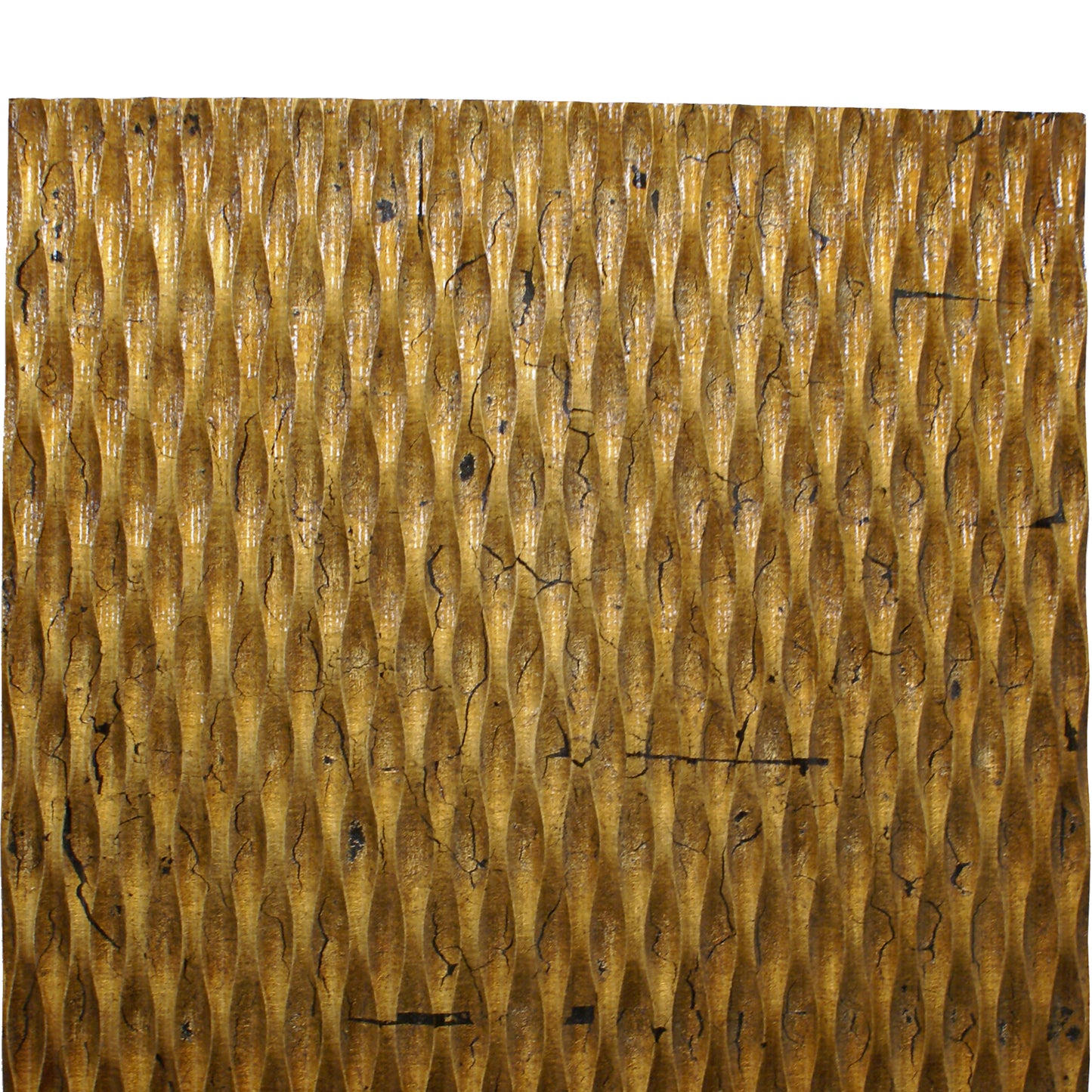 Modern Style Wooden Wall Decor With Patterned Carving Large Gold