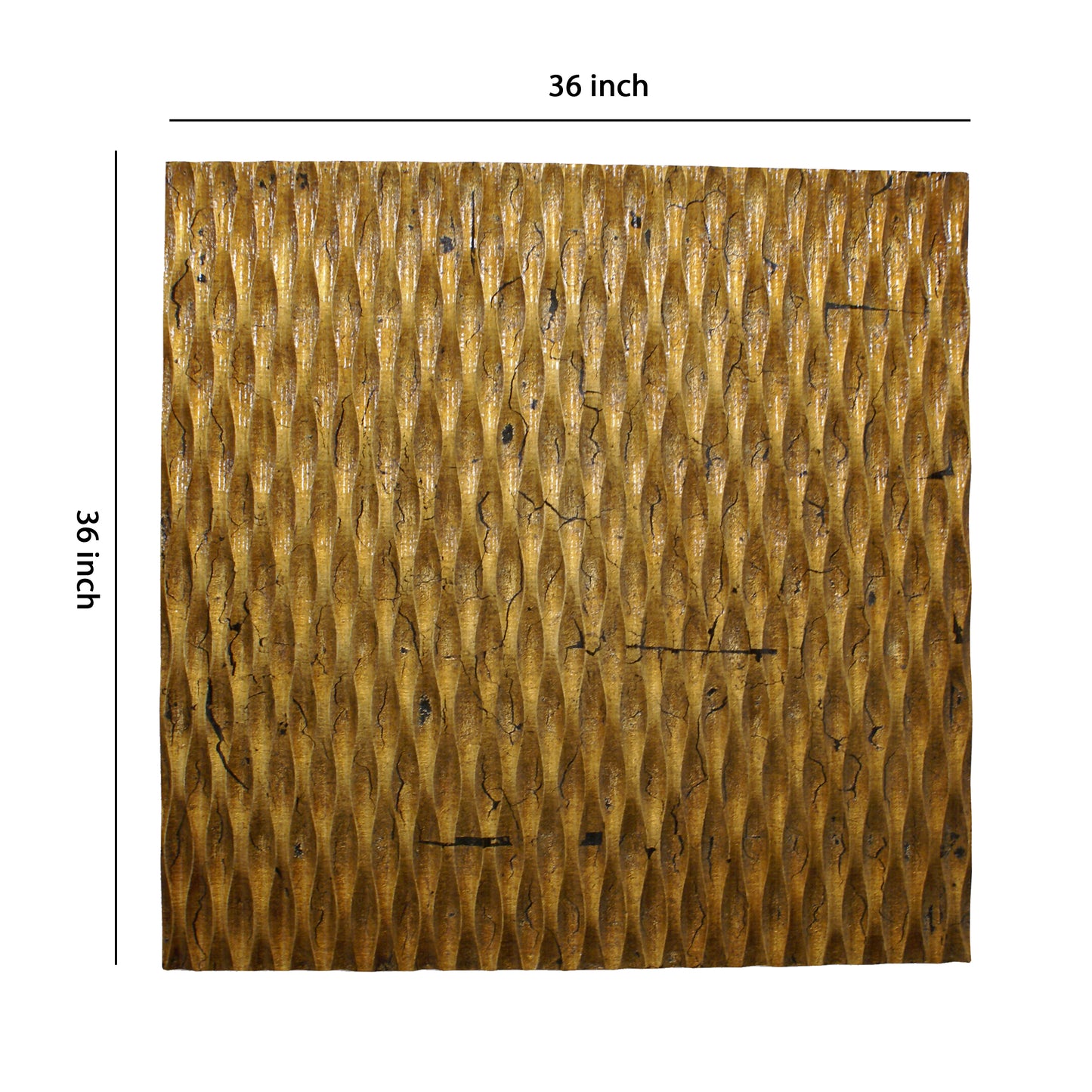 Modern Style Wooden Wall Decor With Patterned Carving Large Gold