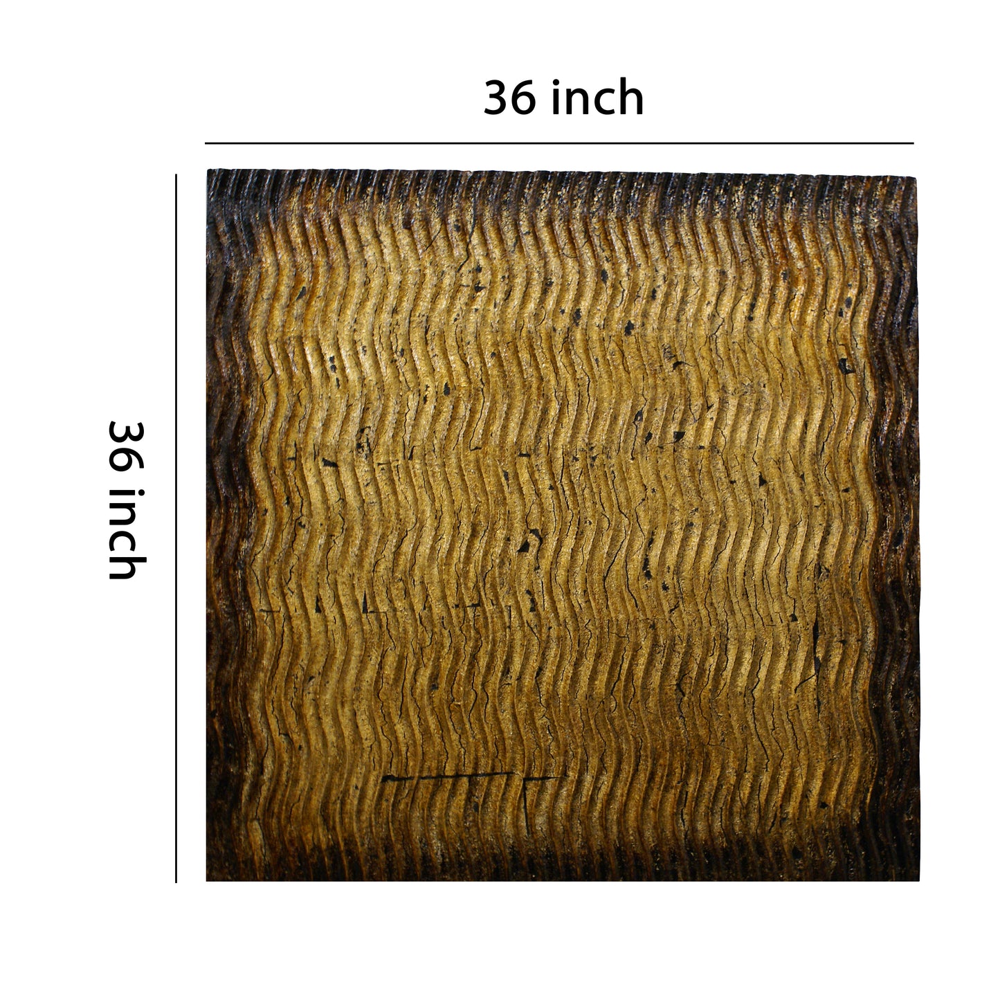 Modern Style Wood Wall Decor With Patterned Carving Large Gold & Brown