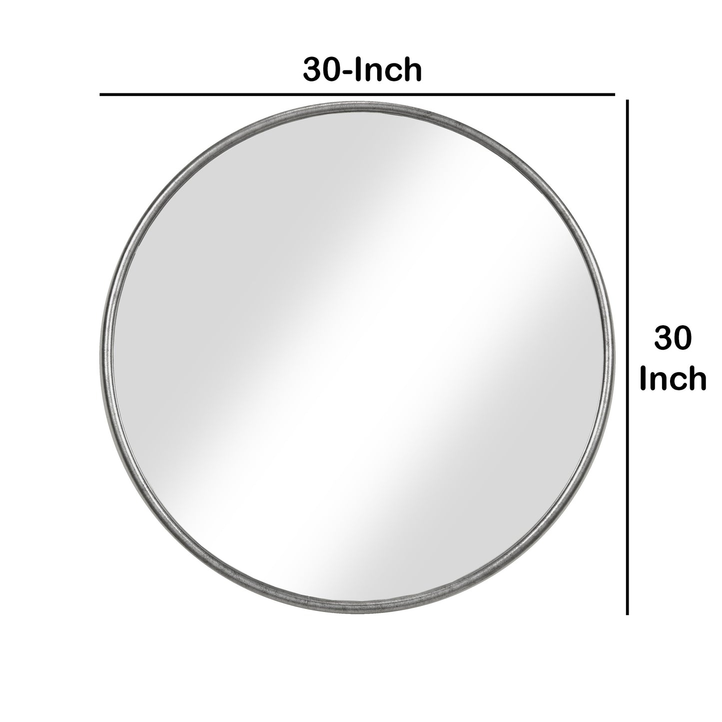 Contemporary Style Round Metal Framed Wall Mirror Small Antique Silver