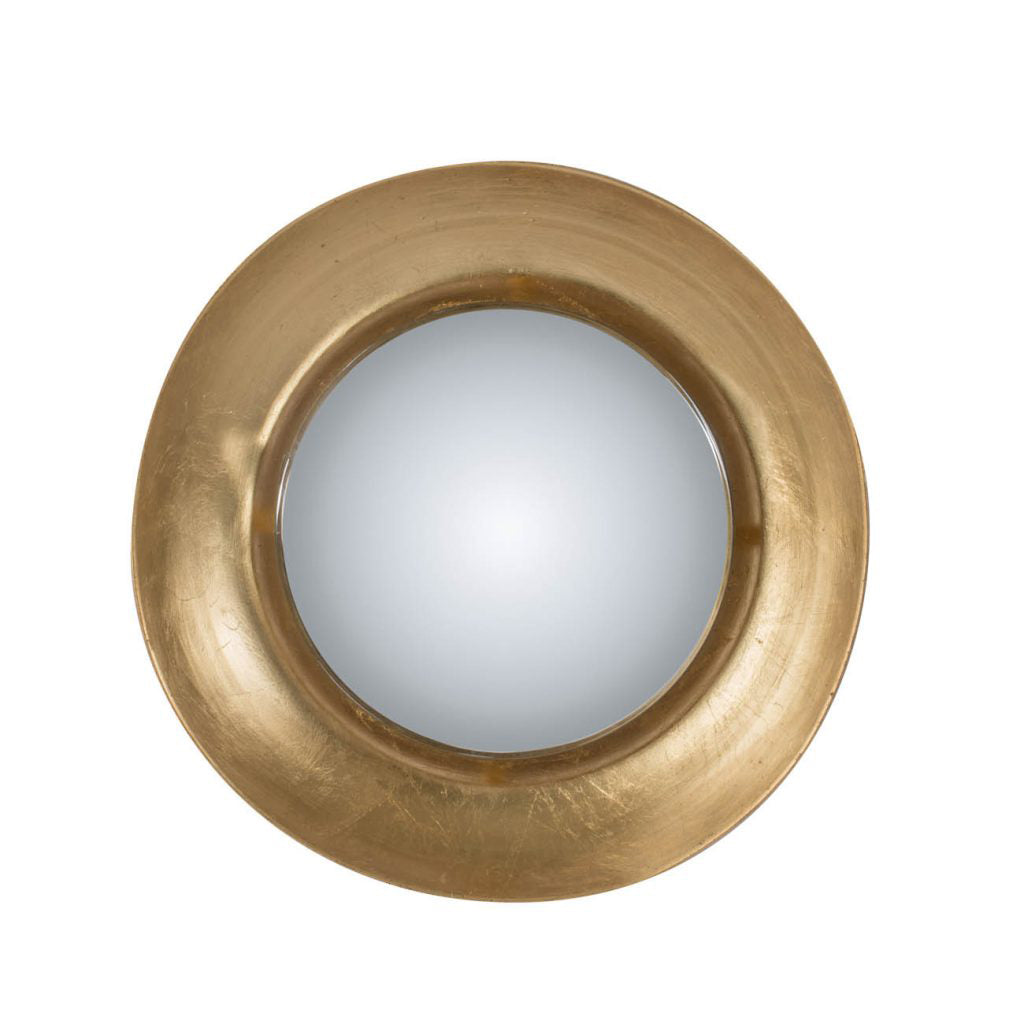 Modern Styled Round Mirror With Lustrous Frame And Leds, Small Gold