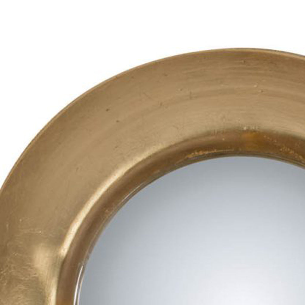Modern Styled Round Mirror With Lustrous Frame And Leds, Small Gold