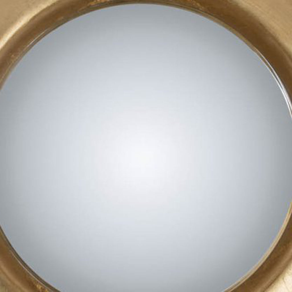 Modern Styled Round Mirror With Lustrous Frame And Leds, Small Gold