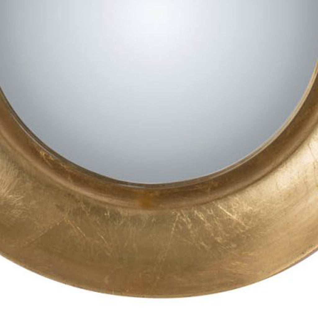Modern Styled Round Mirror With Lustrous Frame And Leds, Small Gold