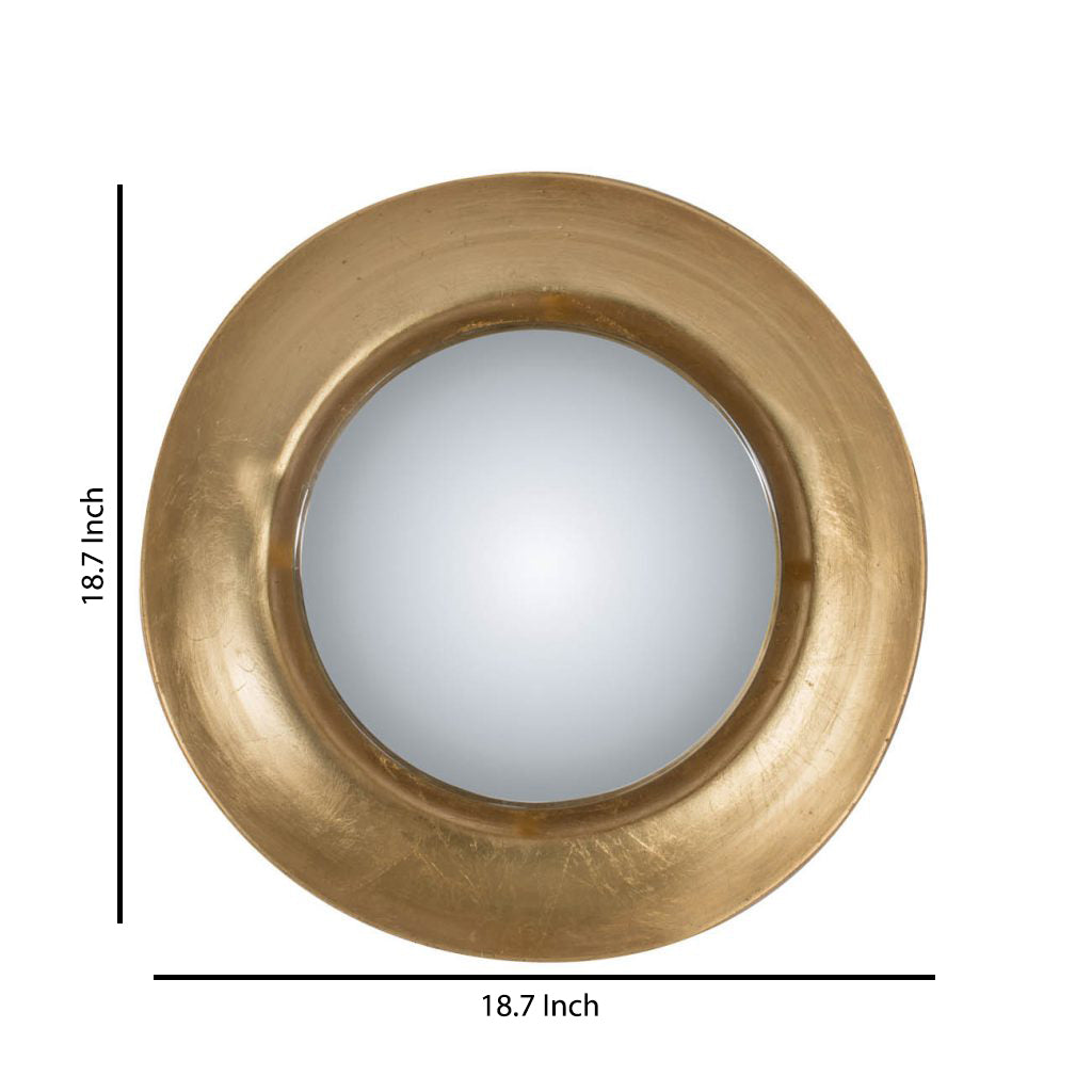 Modern Styled Round Mirror With Lustrous Frame And Leds, Small Gold