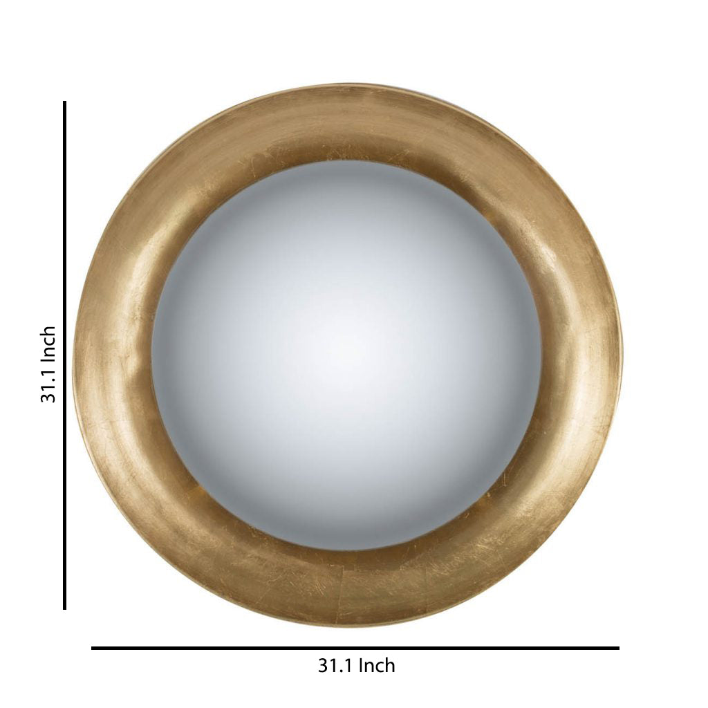 Modern Styled Round Mirror With Lustrous Frame And Leds Large Gold