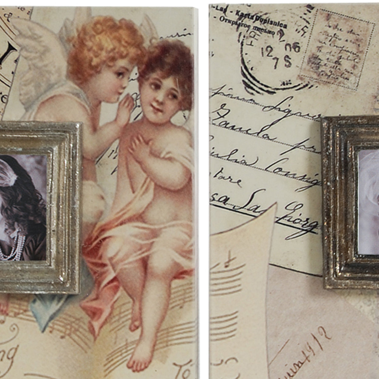 Victorian Style Rustic Square Metal Photo Frames Set Of 2 Bronze