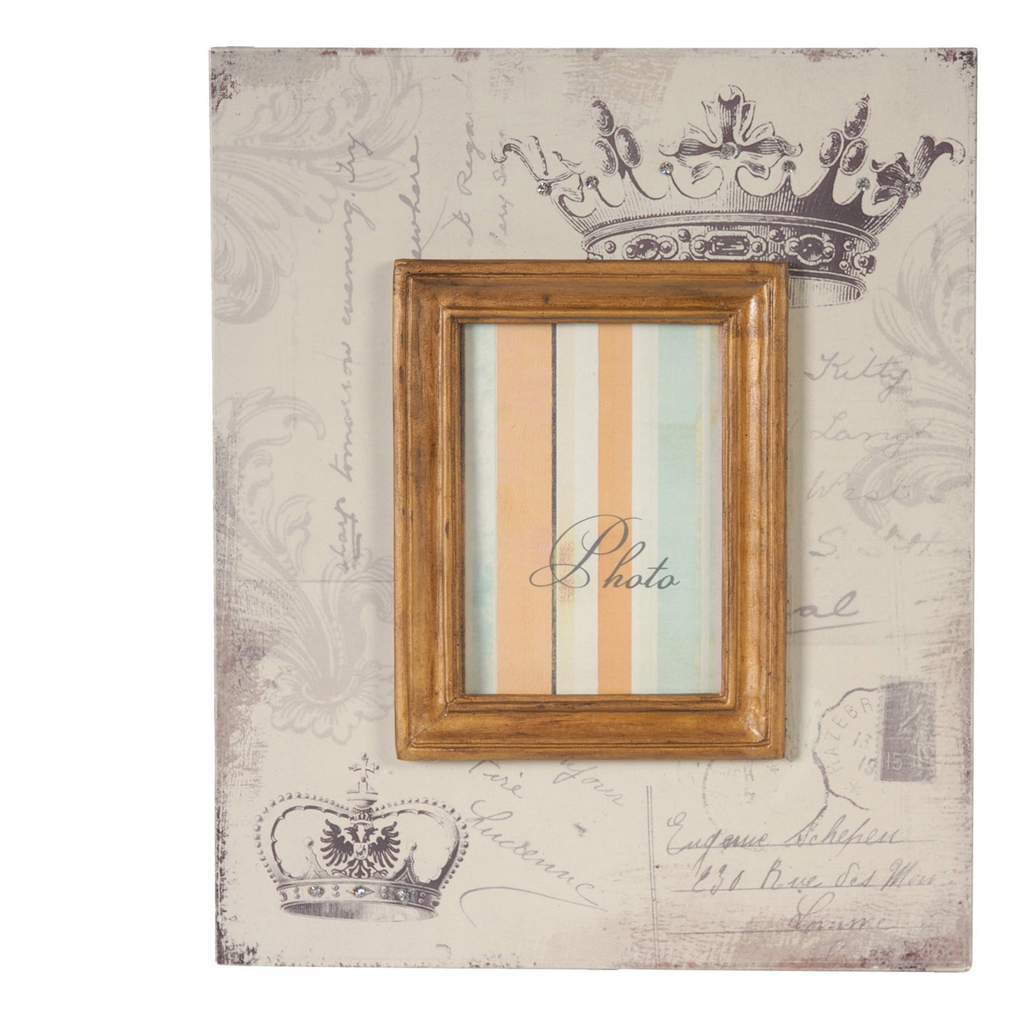 Traditional Style Rectangular Wooden Photo Frames Set Of 2 Brown