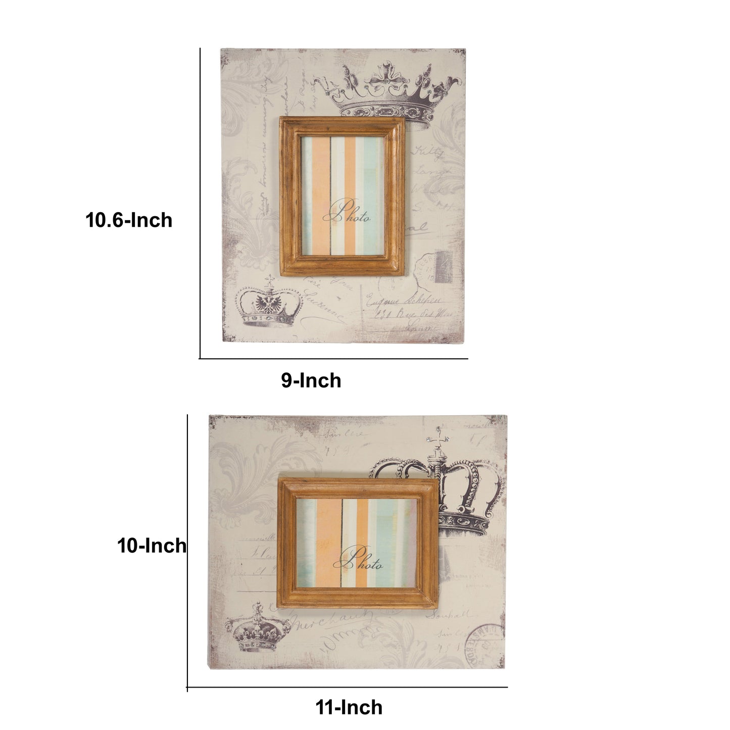 Traditional Style Rectangular Wooden Photo Frames Set Of 2 Brown