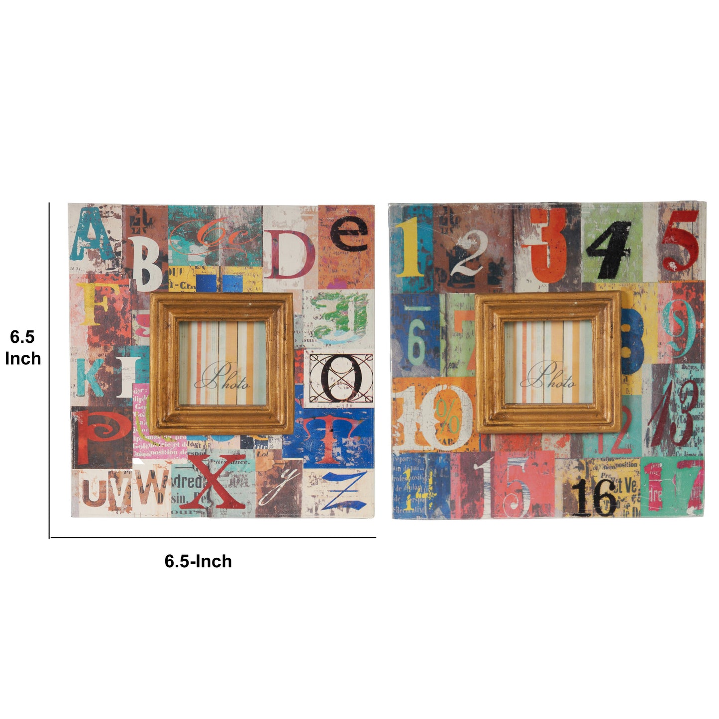 Traditional Style Square Wooden Photo Frames Large Set Of 2 Brown