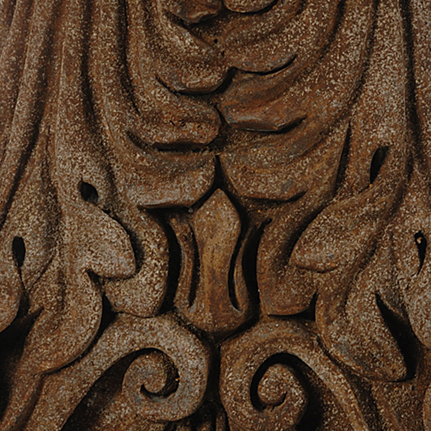 Traditional Style Ceramic Candle Holder With Carvings Brown