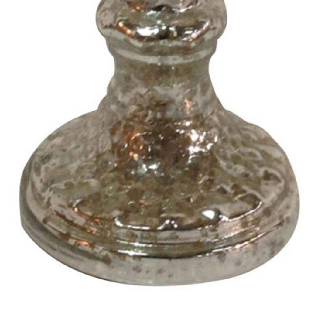 Transitional Glass And Metal Candle Stand With Pedestal Base Bronze