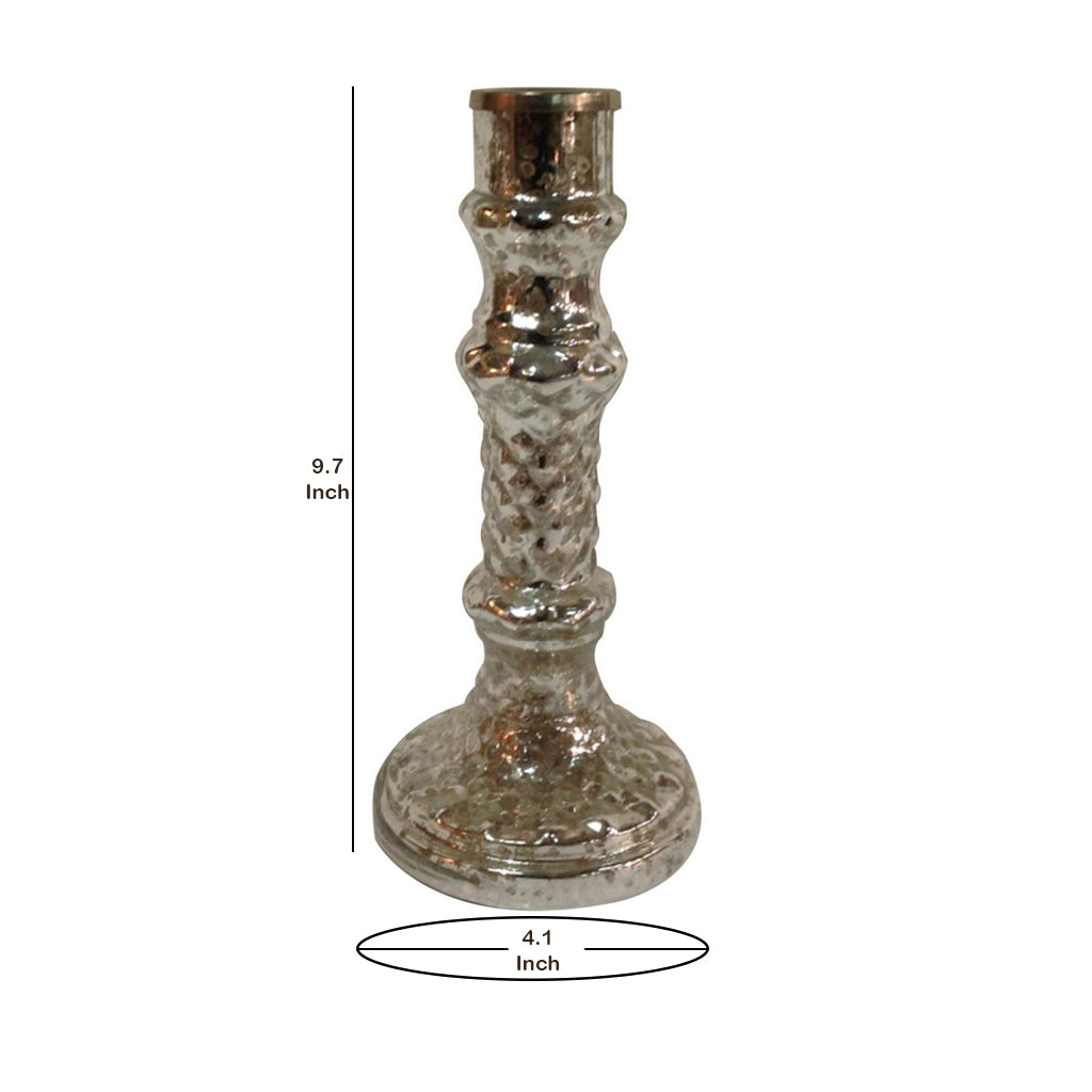 Transitional Glass And Metal Candle Stand With Pedestal Base Bronze