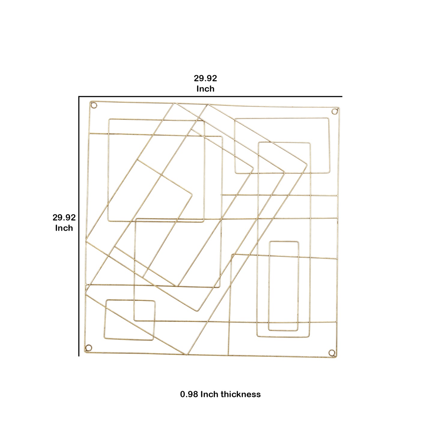 Contemporary Style Square Frame Metal Wall Decor Gold