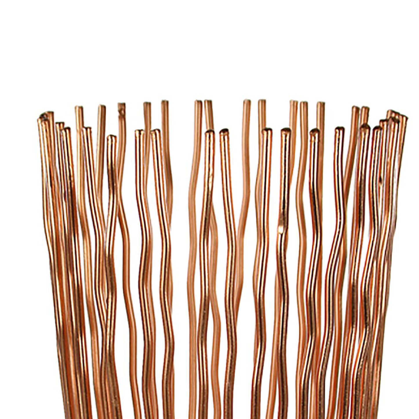 Metal Pillar Candle Holder With Wavy Wires Rose Gold