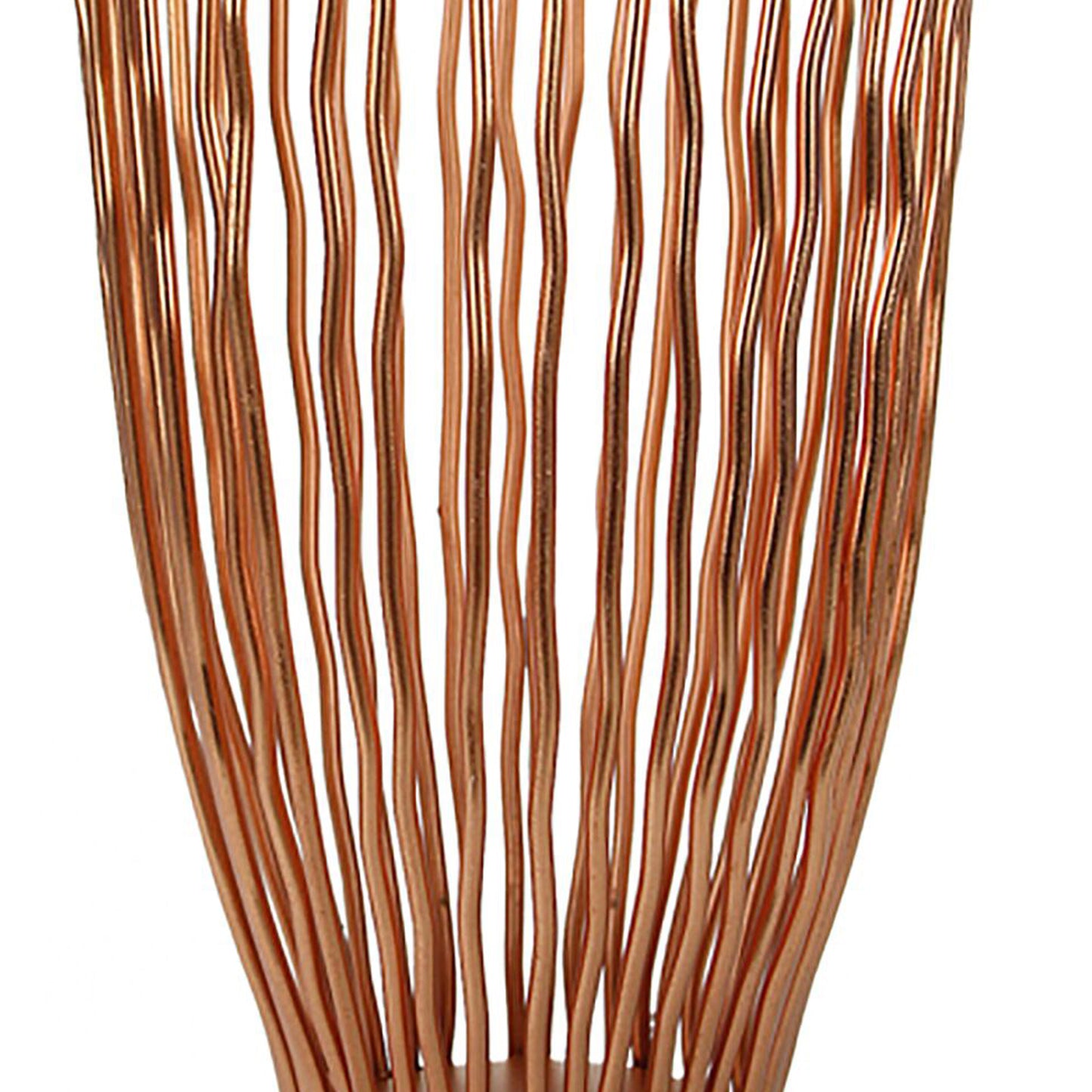 Metal Pillar Candle Holder With Wavy Wires Rose Gold