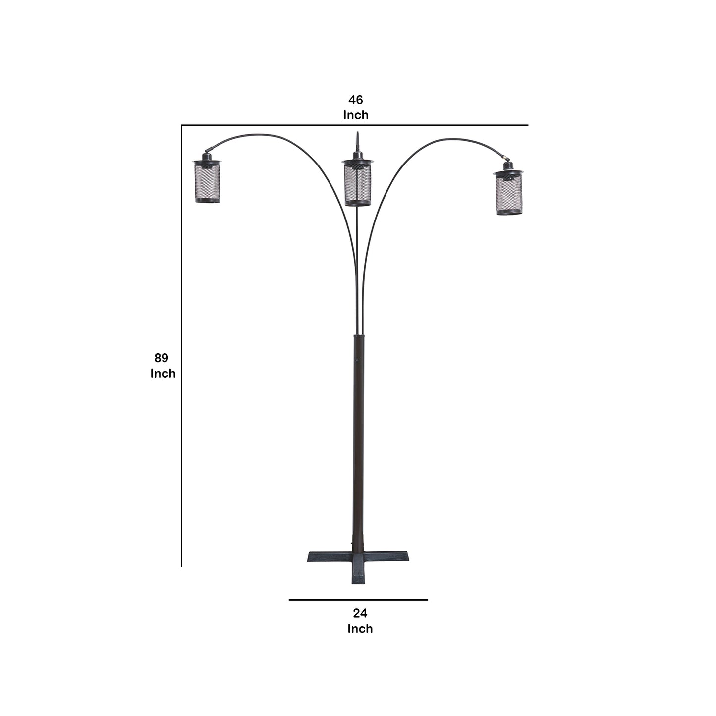 Metal Decorative Floor Lamp With Triad Of Bulbs Black