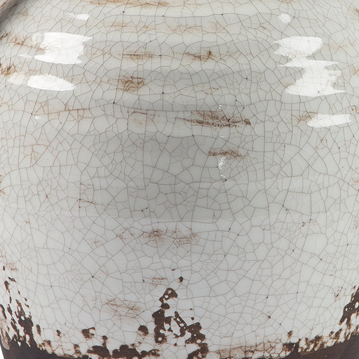 Ceramic Decorative Vase In Amphora Shape Small White And Brown