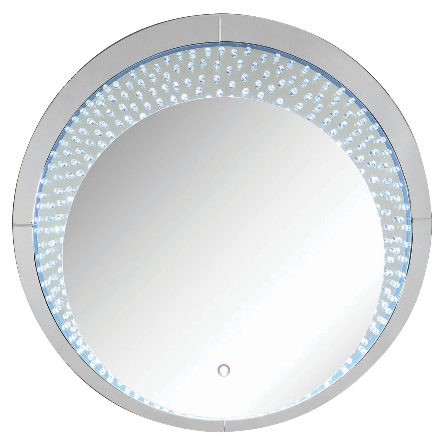 Round Accent Wall Decor With Led Bulb And Beveled Edges Silver