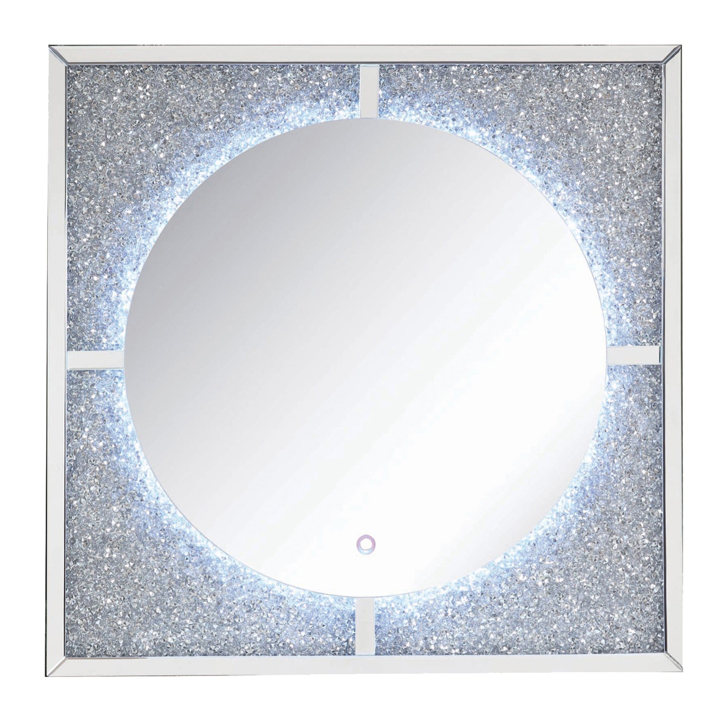 Wooden Accent Wall Decor With Faux Stone Inlay And Led Bulb Silver