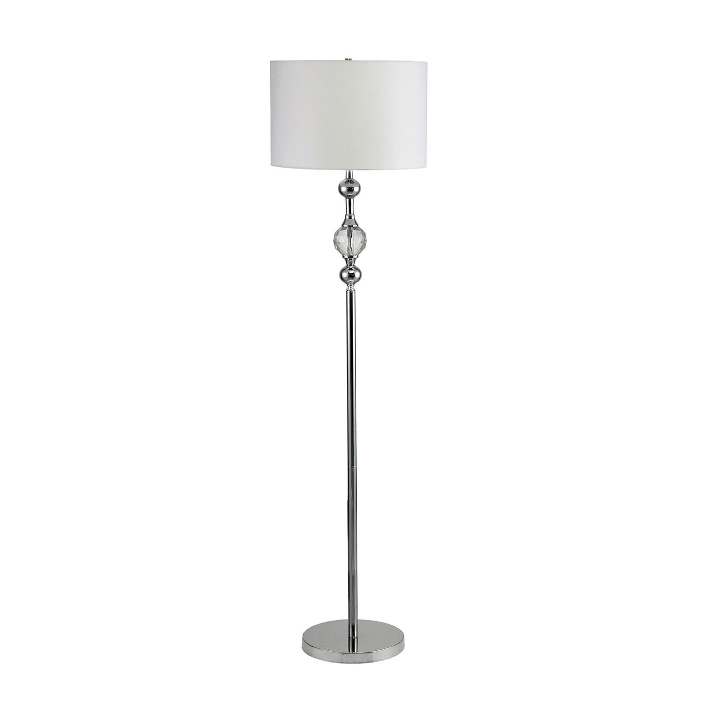 Contemporary Floor Lamp With Crystal Encased Stand Silver