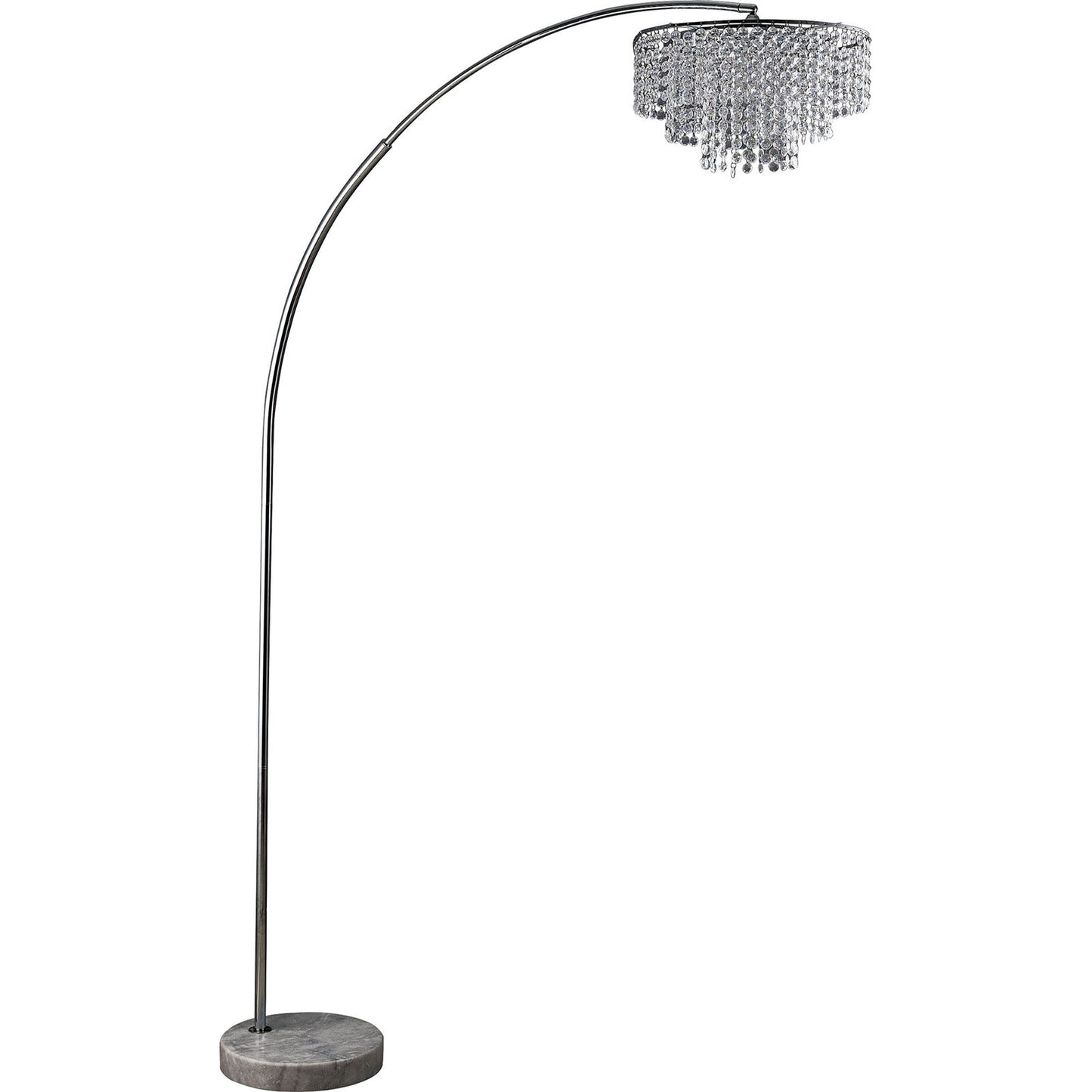 Contemporary Metal And Crystal Arch Floor Lamp With Marble Base Silver