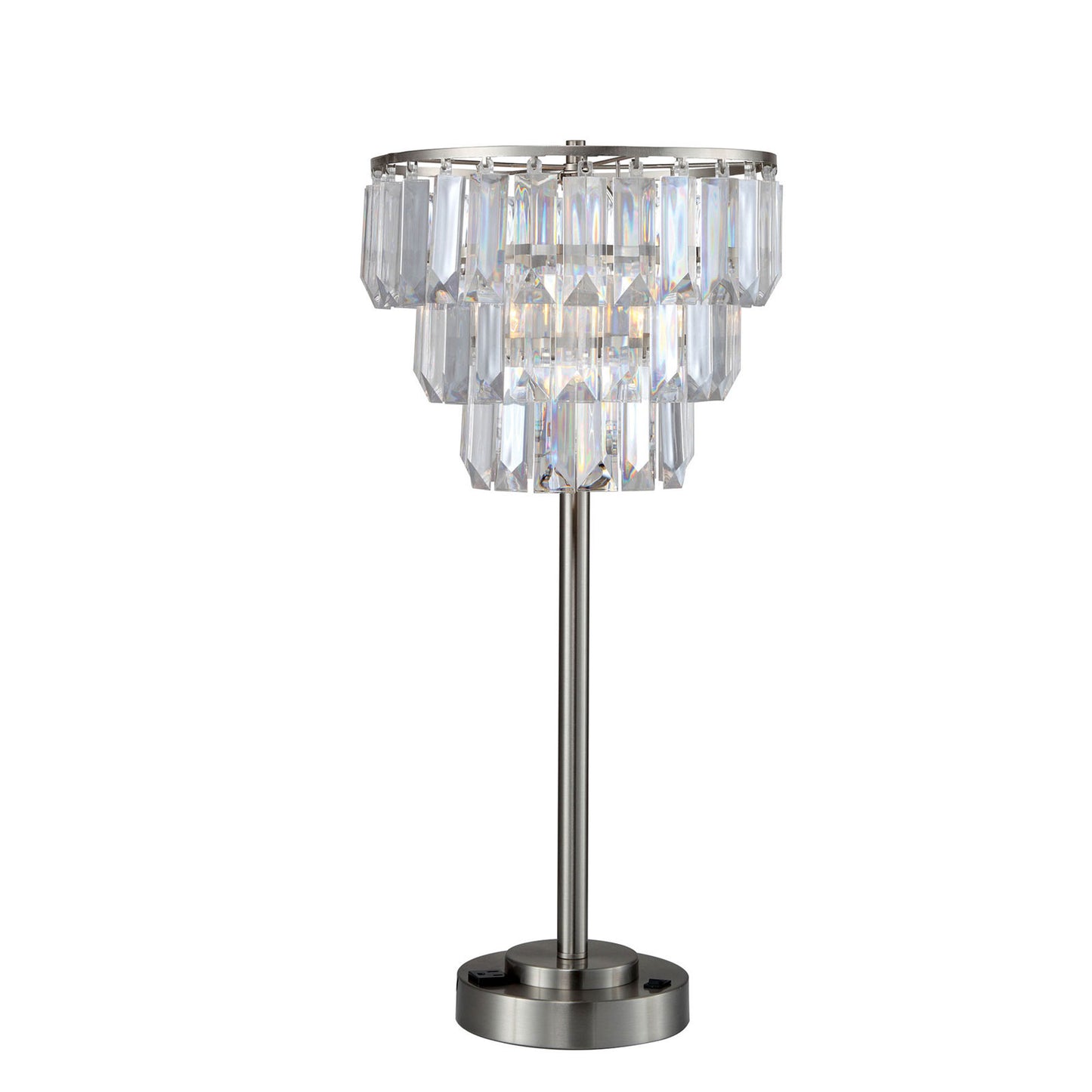 Contemporary Table Lamp with Inverted Crystal Like Shade Silver and Gray