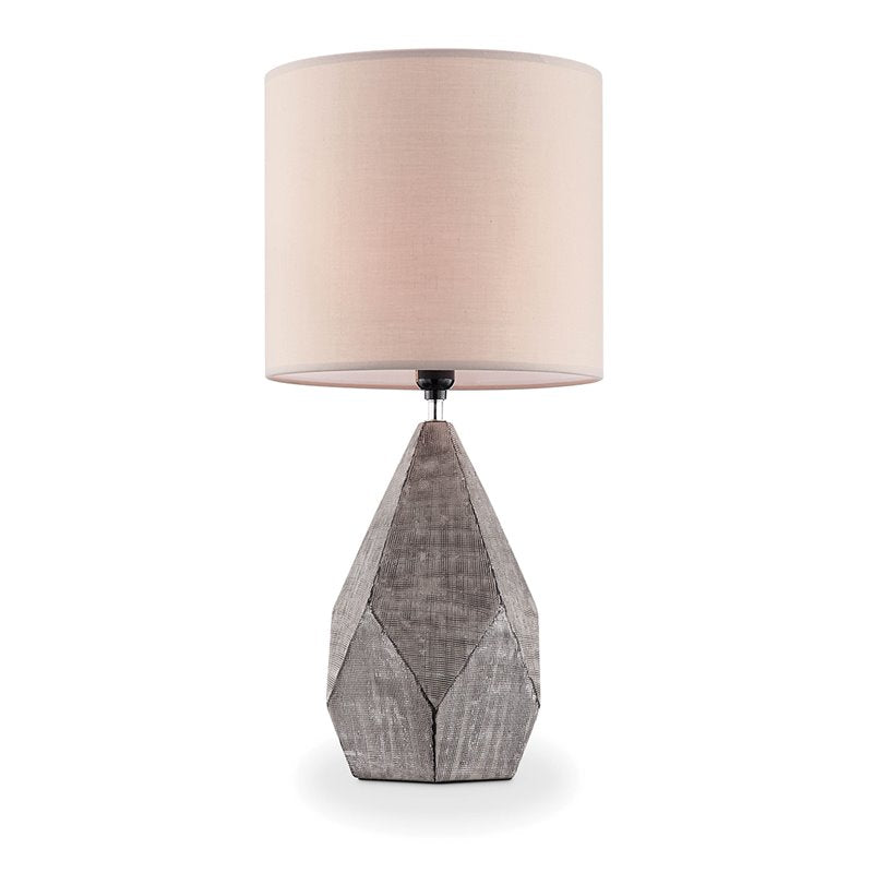 24 Inch Table Lamp with Geometric Design and Multiple Facets Gray