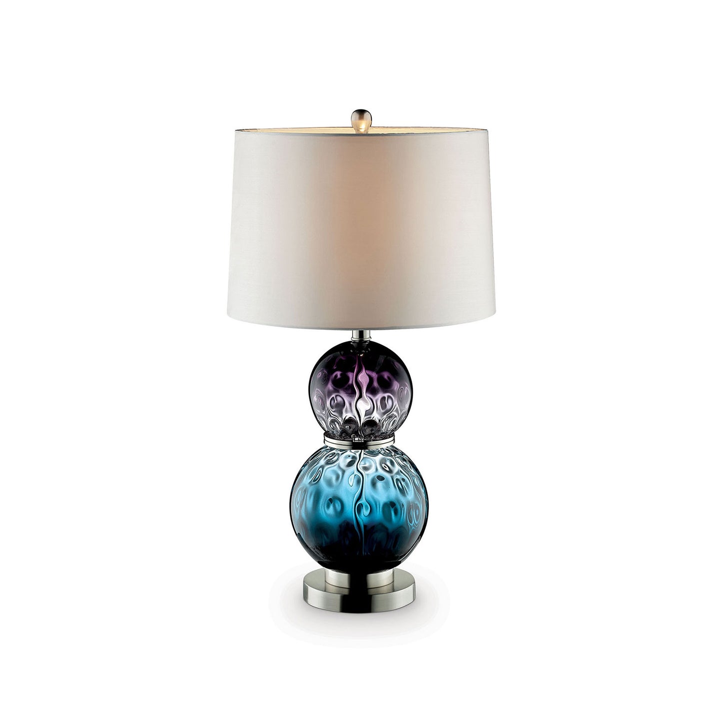 Table Lamp with Stacked Ball Base and Round Tier Support Blue and Purple