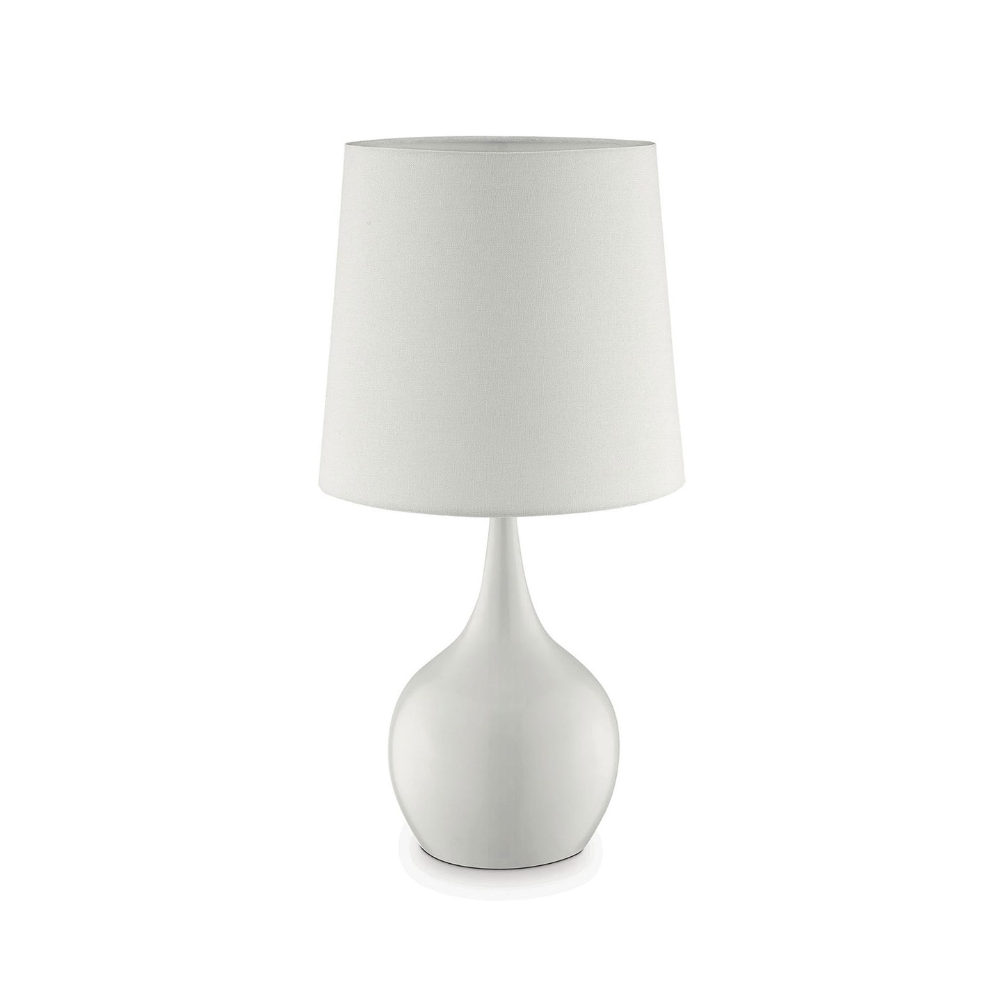 Contemporary Metal Bulb Like Base Table Lamp with Drum Shade White