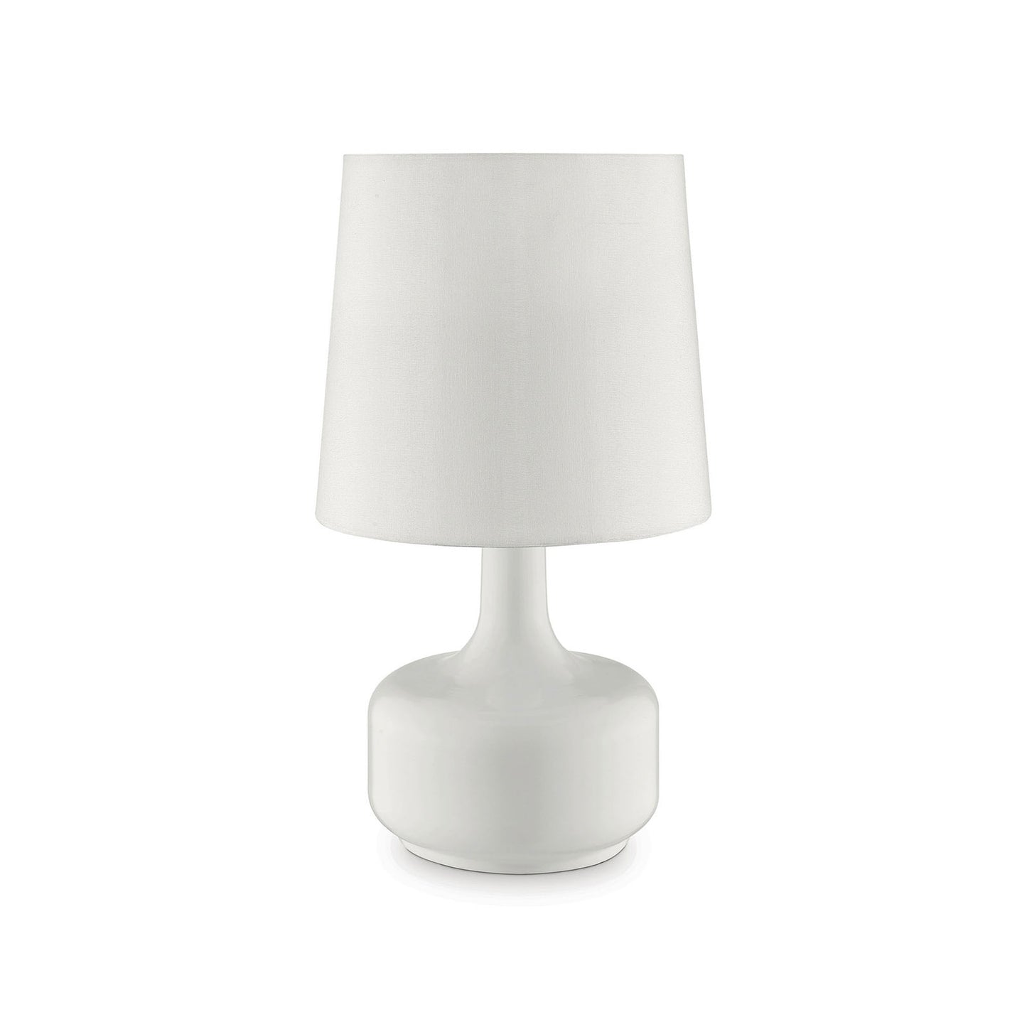 Contemporary Table Lamp with Tapered Drum Shade and Pot Belly Base White