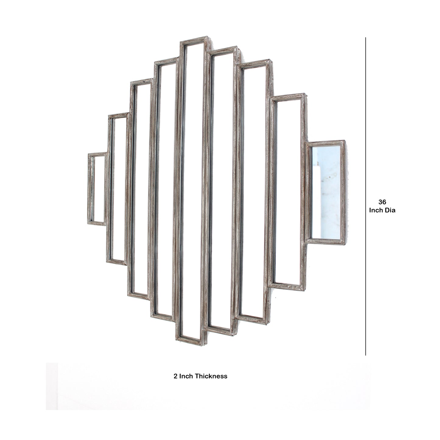 Wooden Wall Mirror With Multiple Framed Sculptures Silver